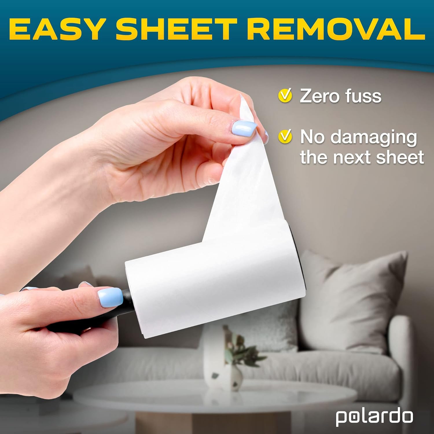 2x Lint Rollers (60 Sheets Per Roll) 4 Refills ROLL2X4, Extr - Foto 9